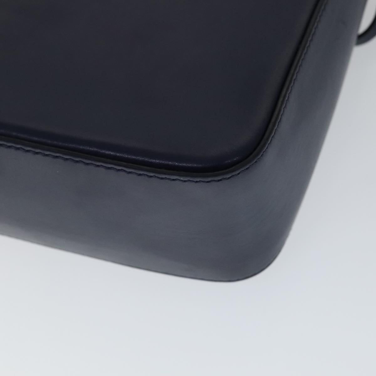 Salvatore Ferragamo Gancini Shoulder Bag Leather Navy Gold Auth 111348V