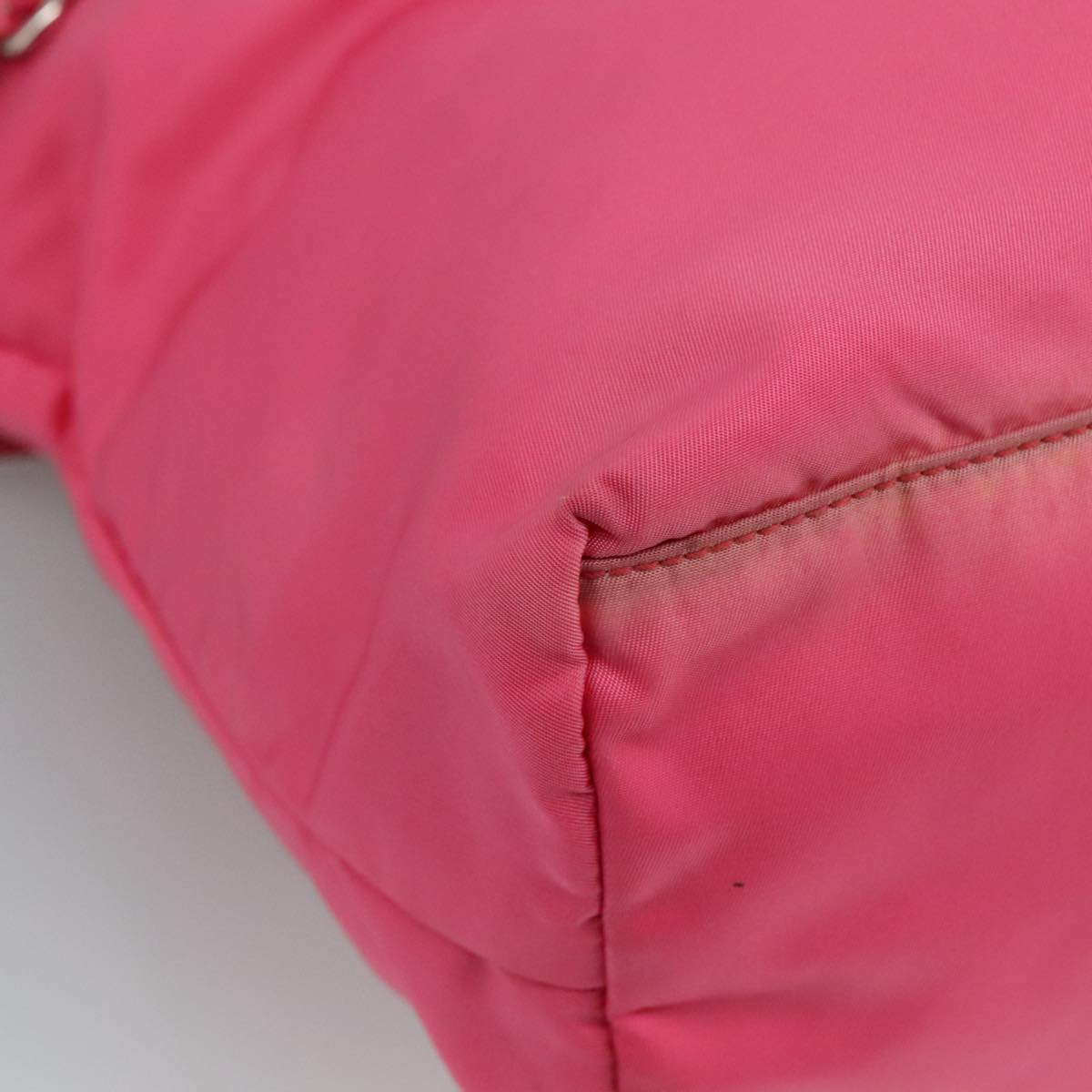 PRADA Tote Bag Nylon Pink Silver Auth 111353