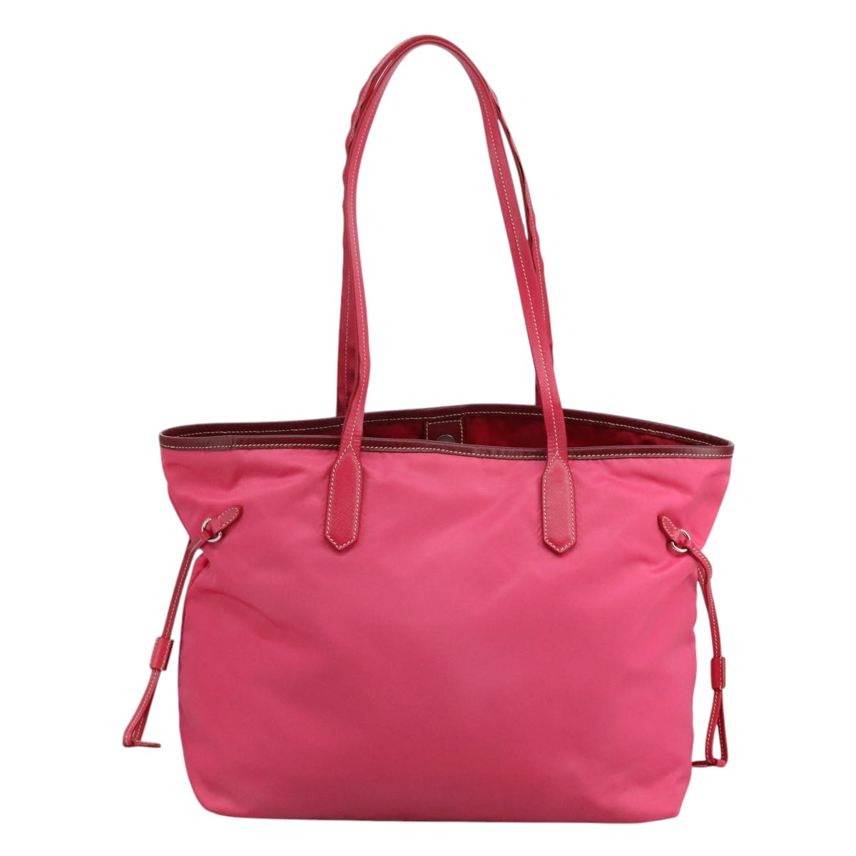 PRADA Tote Bag Nylon Pink Silver Auth 111353