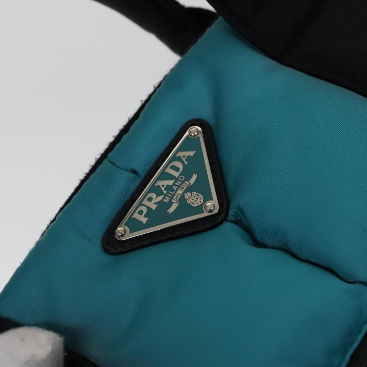 PRADA Hand Bag Nylon 2way Turquoise Blue Auth 111354V