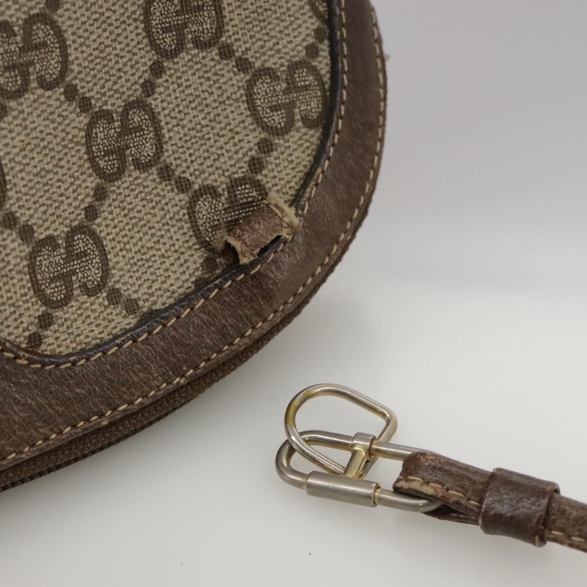 GUCCI GG Supreme Web Sherry Line Shoulder Bag PVC Beige 904 02 047 Auth 111359