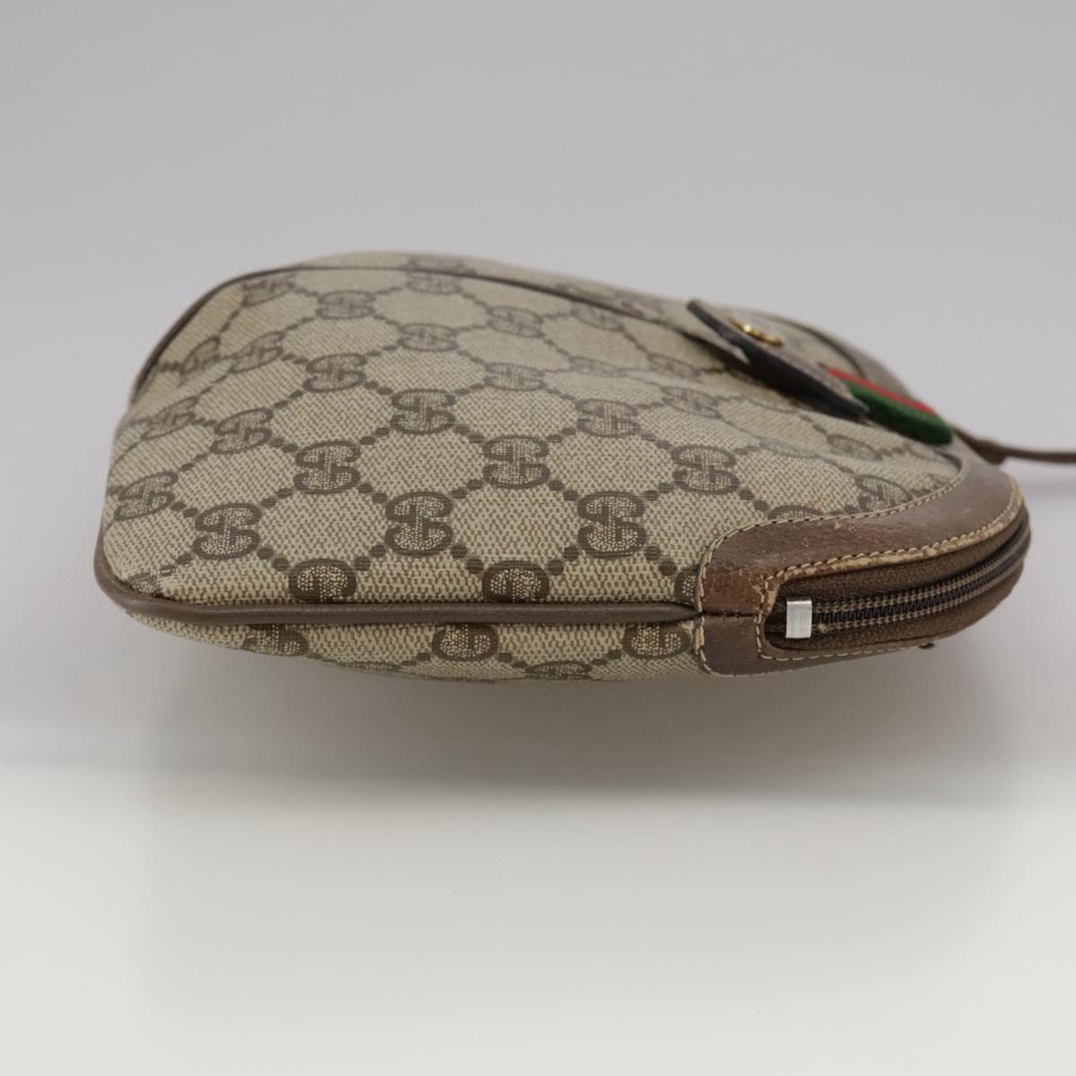 GUCCI GG Supreme Web Sherry Line Shoulder Bag PVC Beige 904 02 047 Auth 111359