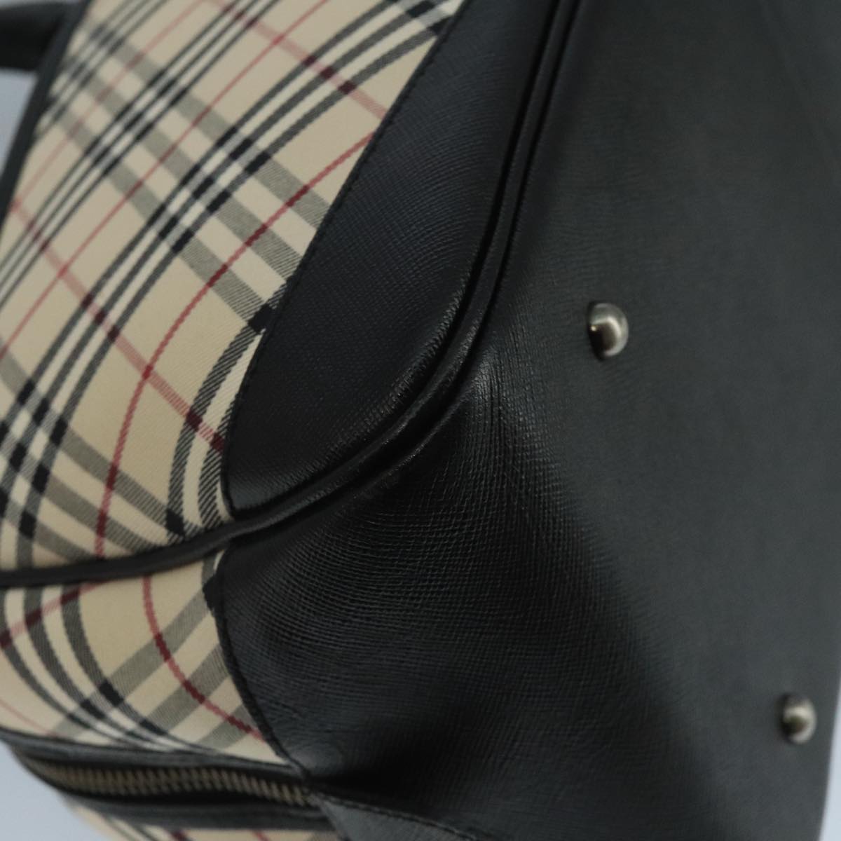 BURBERRY Nova Check Shoulder Bag Canvas Leather Beige Auth 111365V