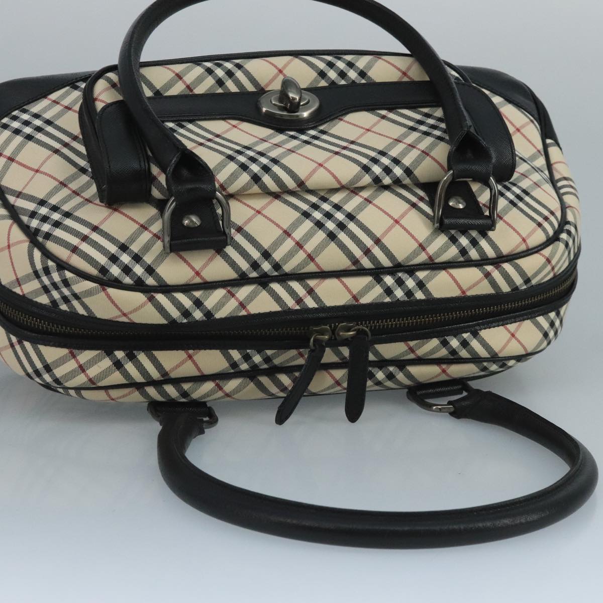 BURBERRY Nova Check Shoulder Bag Canvas Leather Beige Auth 111365V