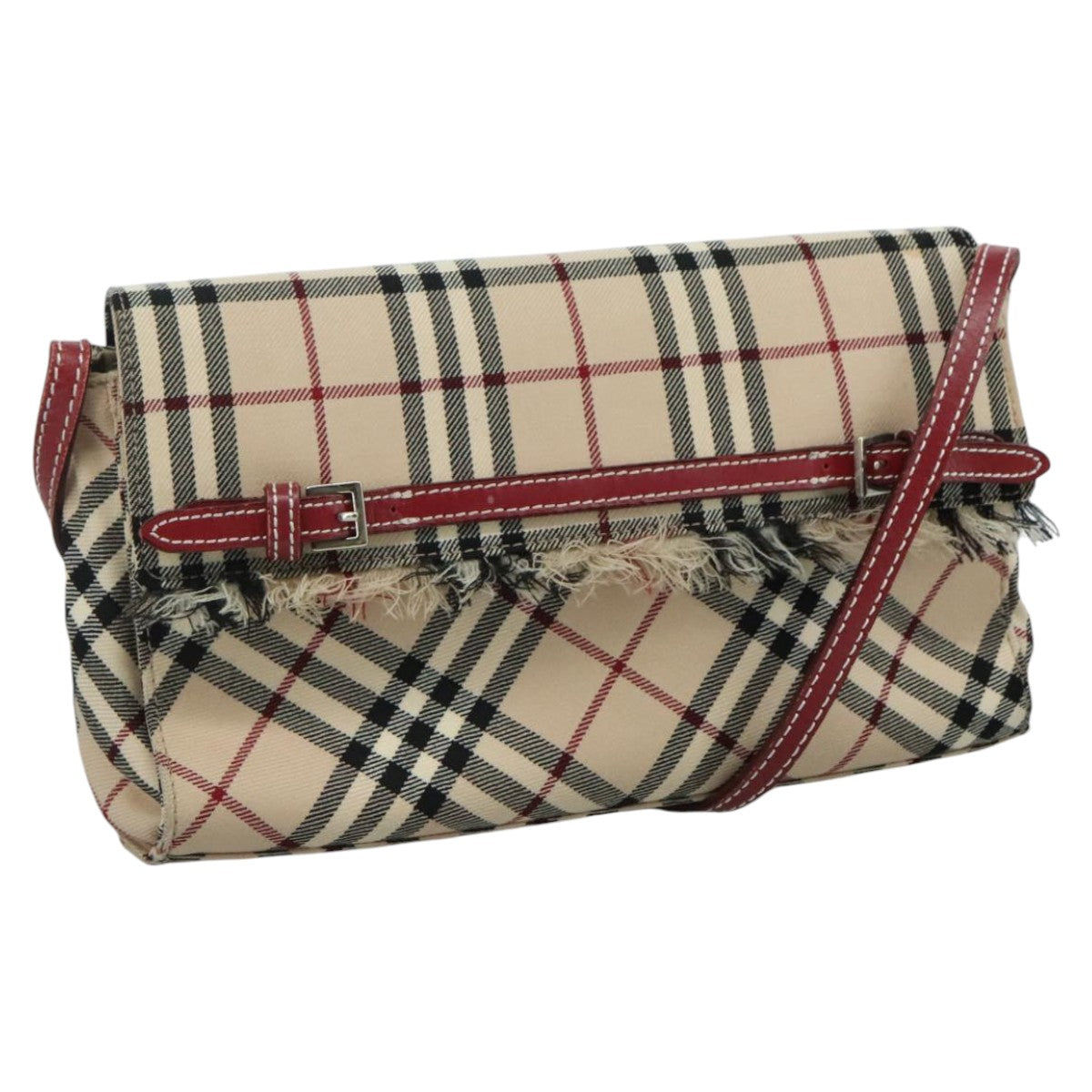 BURBERRY Nova Check Blue Label Shoulder Bag Canvas Beige Auth 111366