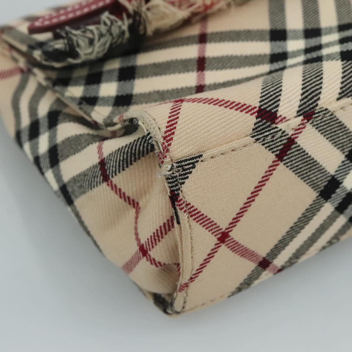 BURBERRY Nova Check Blue Label Shoulder Bag Canvas Beige Auth 111366