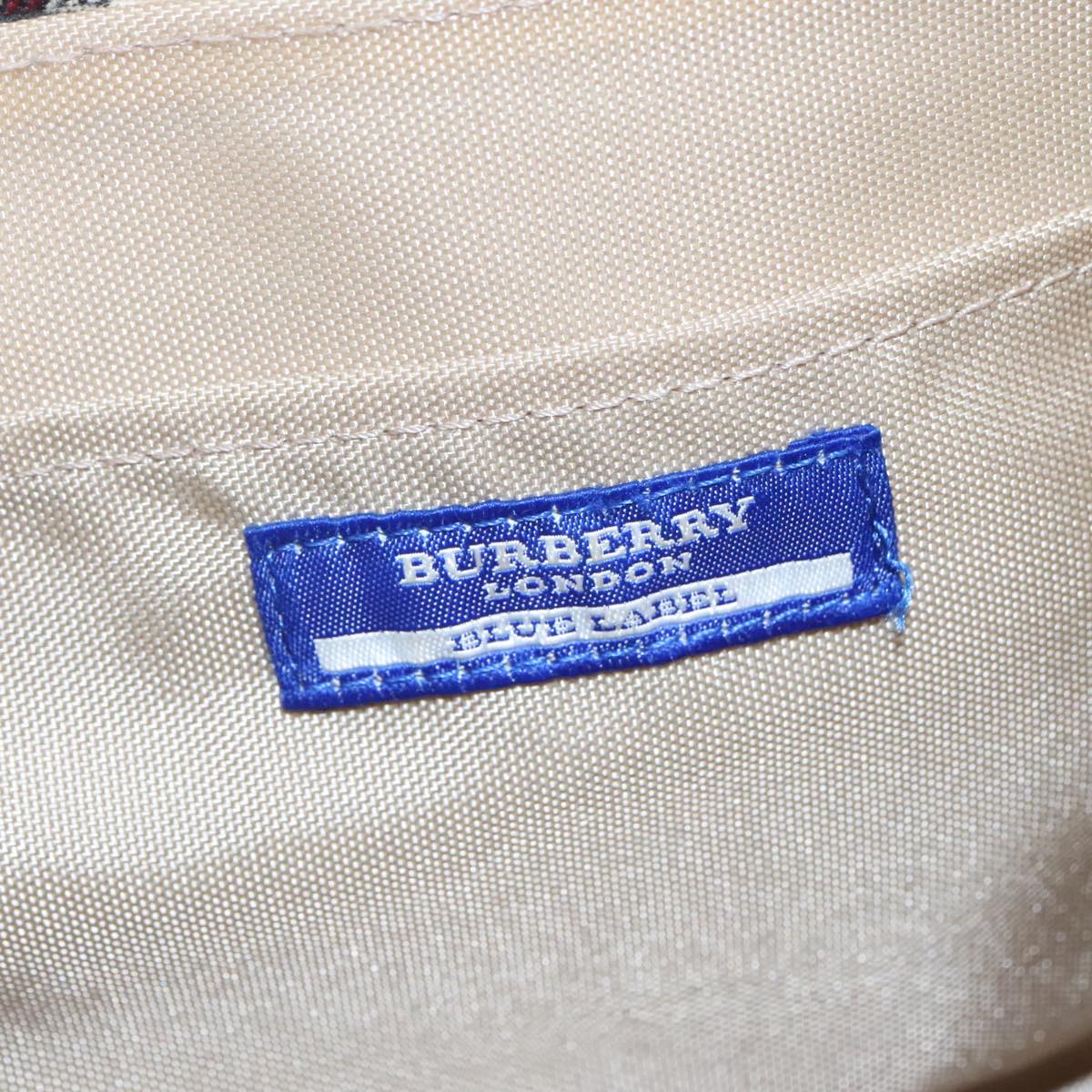 BURBERRY Nova Check Blue Label Shoulder Bag Canvas Beige Auth 111366