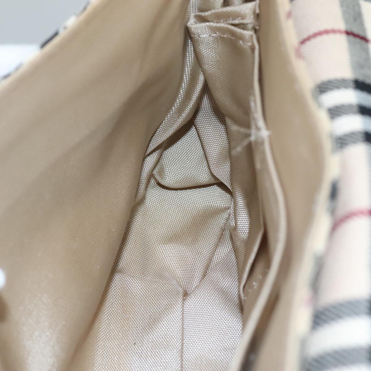 BURBERRY Nova Check Blue Label Shoulder Bag Canvas Beige Auth 111366