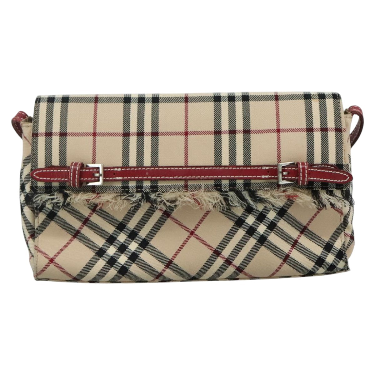 BURBERRY Nova Check Blue Label Shoulder Bag Canvas Beige Auth 111366