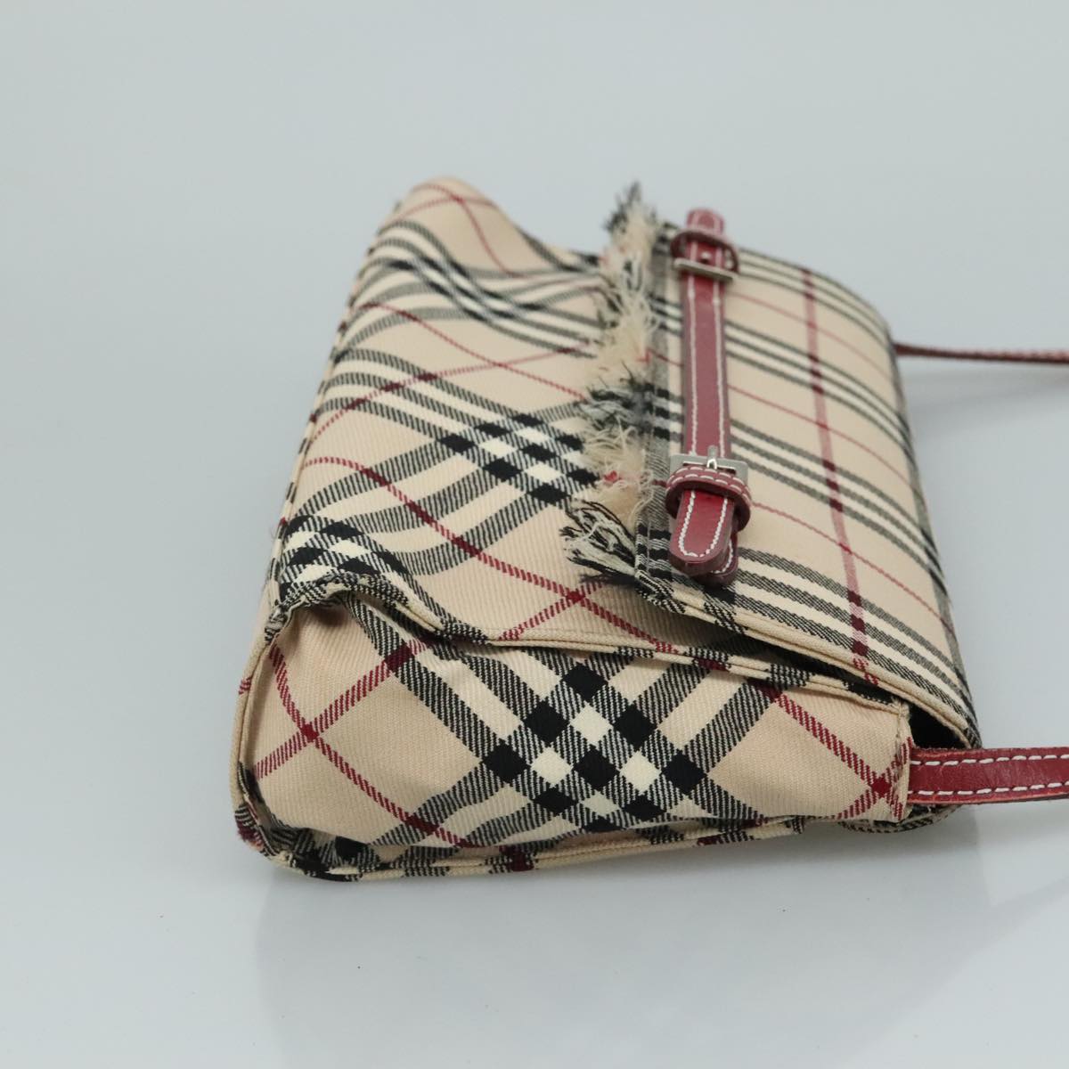 BURBERRY Nova Check Blue Label Shoulder Bag Canvas Beige Auth 111366