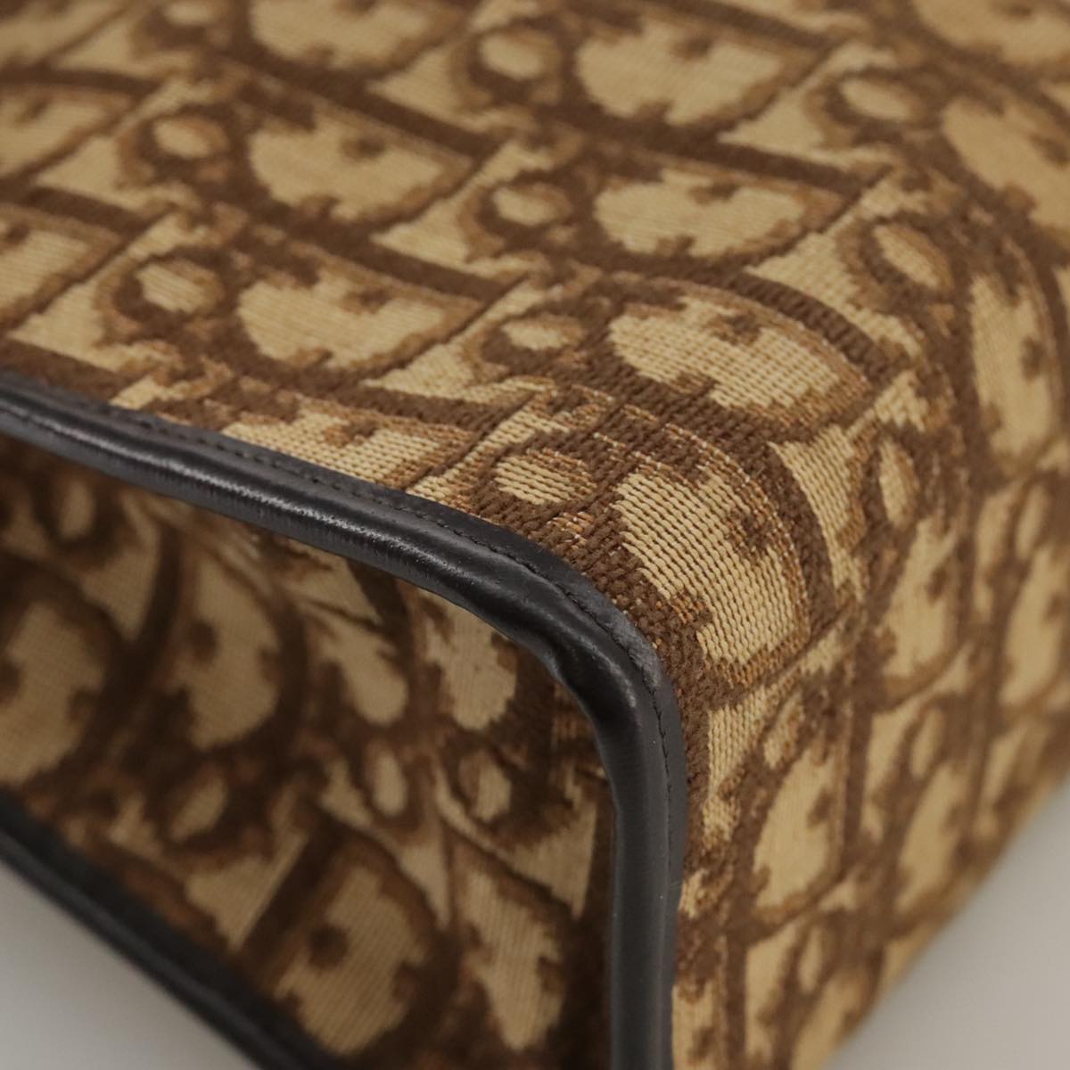 Christian Dior Trotter Canvas Shoulder Bag Gold Brown Auth 111398