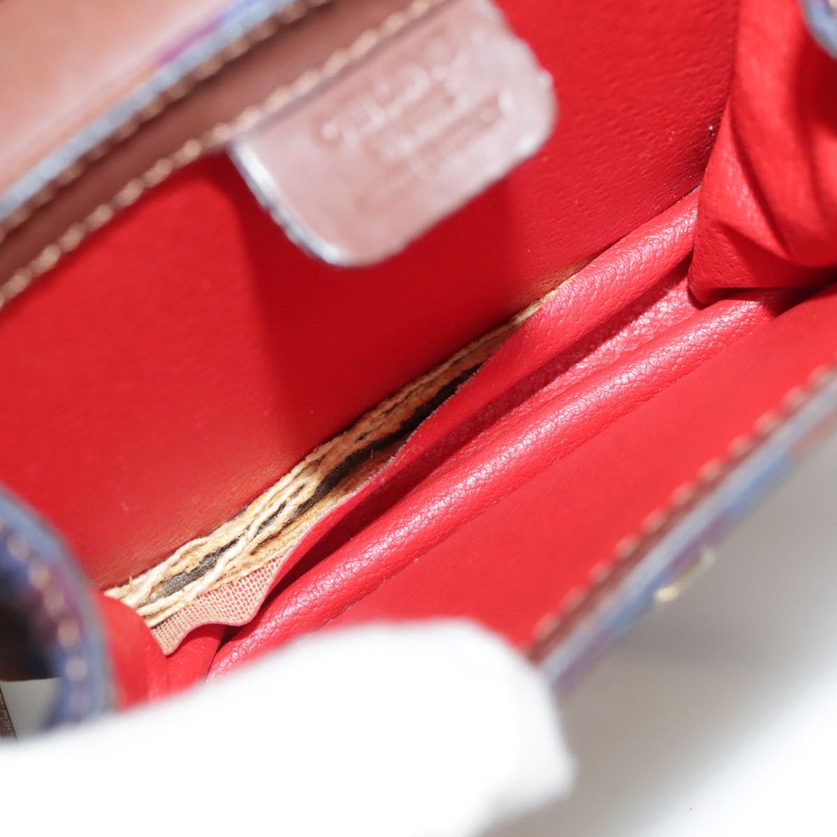 CELINE Shoulder Bag Canvas Leather Gold Brown Auth 111407