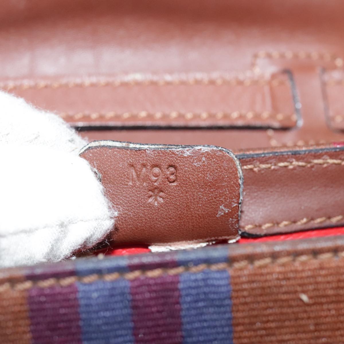 CELINE Shoulder Bag Canvas Leather Gold Brown Auth 111407