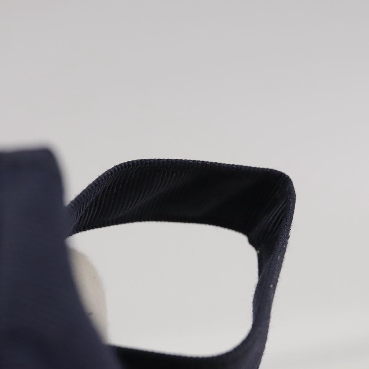 CELINE Circle Pouch Nylon Navy Gold Auth 111410