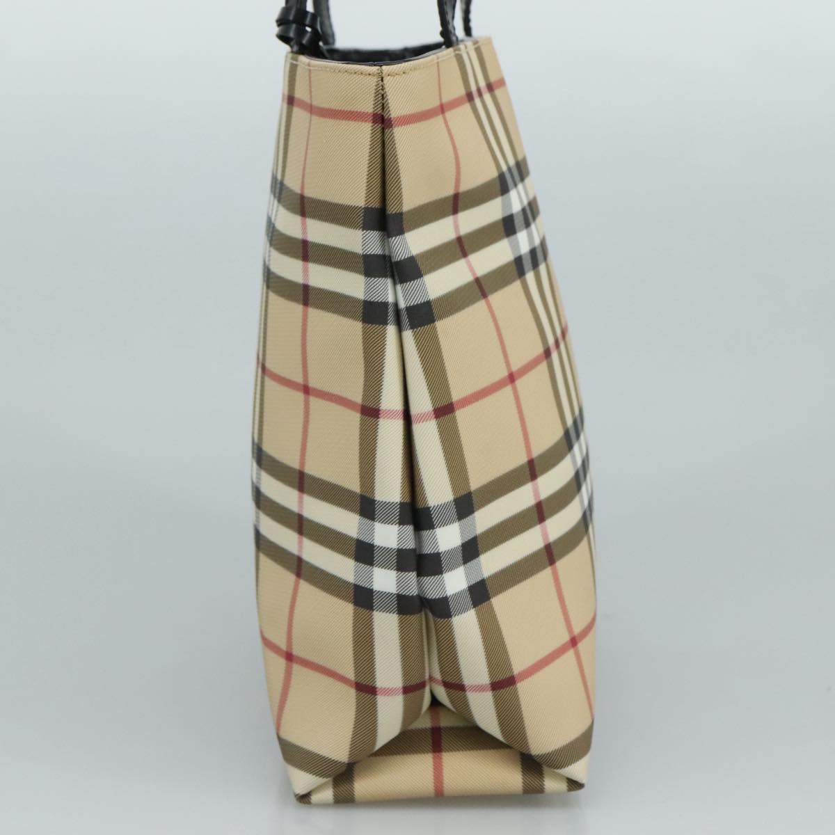 BURBERRY Nova Check Hand Bag PVC Beige Auth 111433