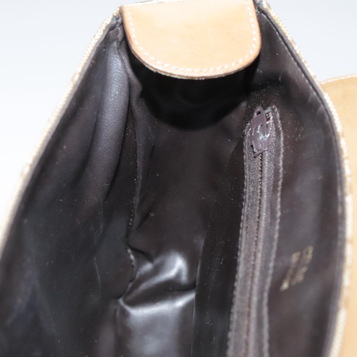 CELINE C Sulky Shoulder Bag PVC Beige Gold Auth 111437