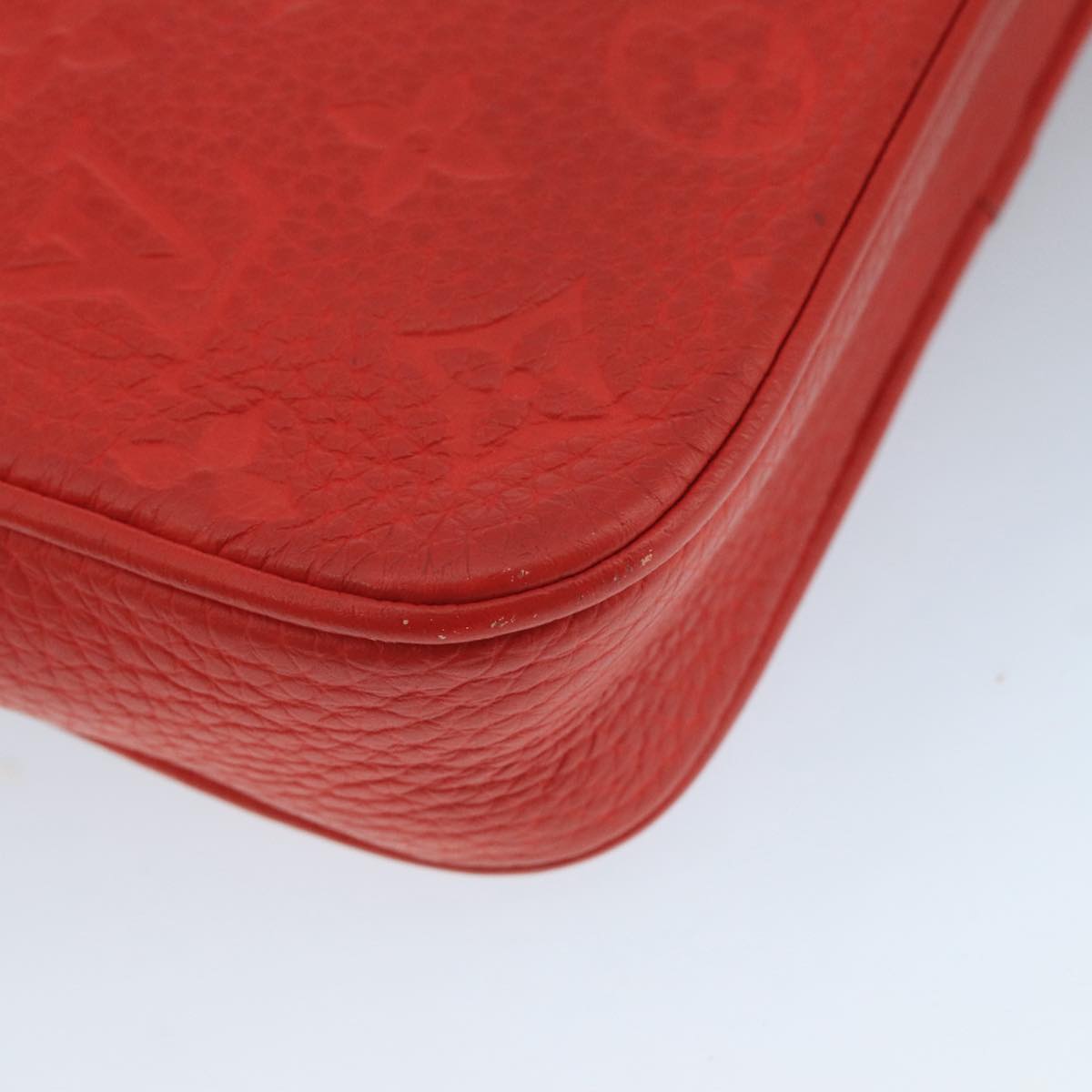 LOUIS VUITTON Monogram Empreinte Pochette Volga Bag Red M53555 LV Auth 111442