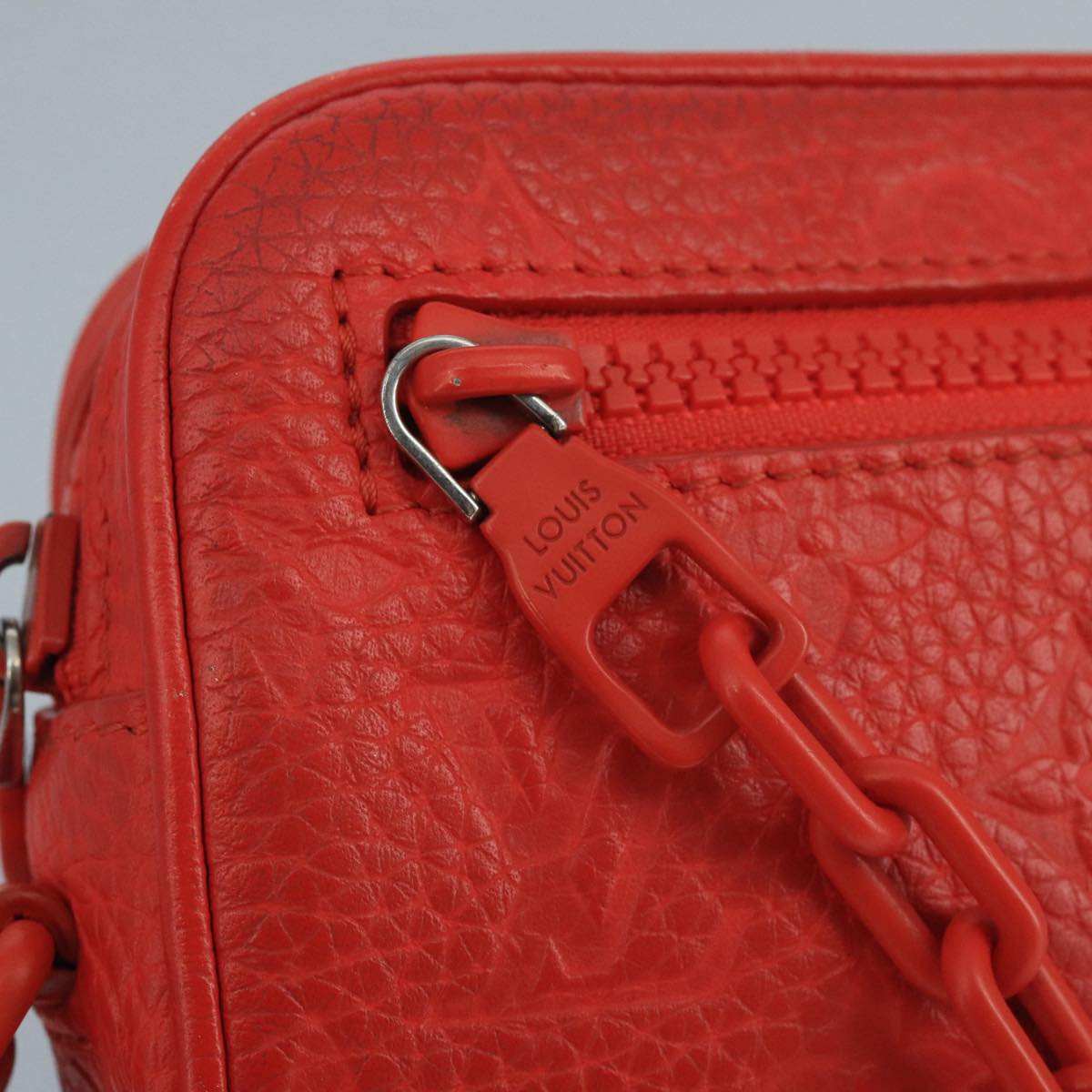 LOUIS VUITTON Monogram Empreinte Pochette Volga Bag Red M53555 LV Auth 111442