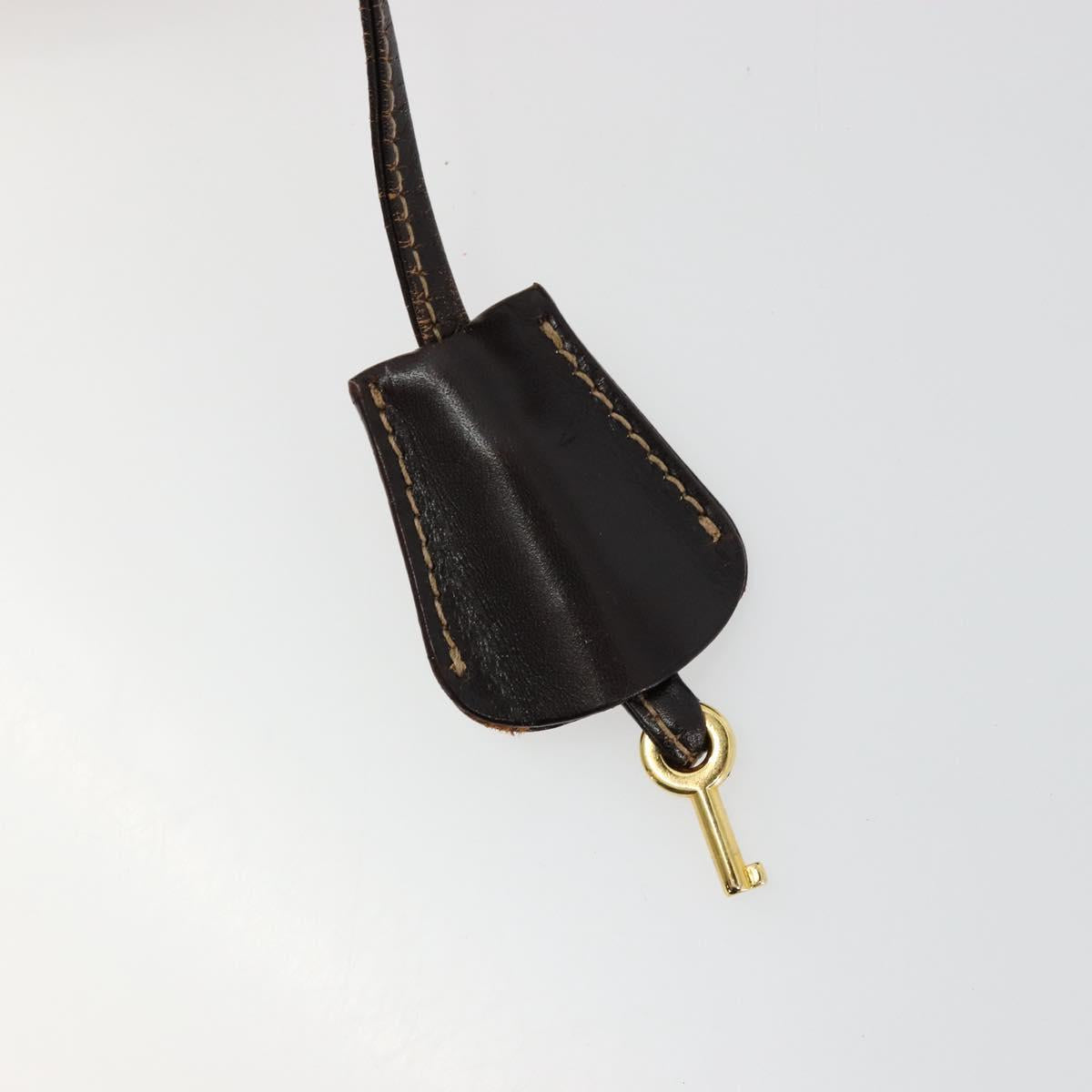 FENDI Zucca Canvas Vanity Pouch Brown Black gold Auth 111462