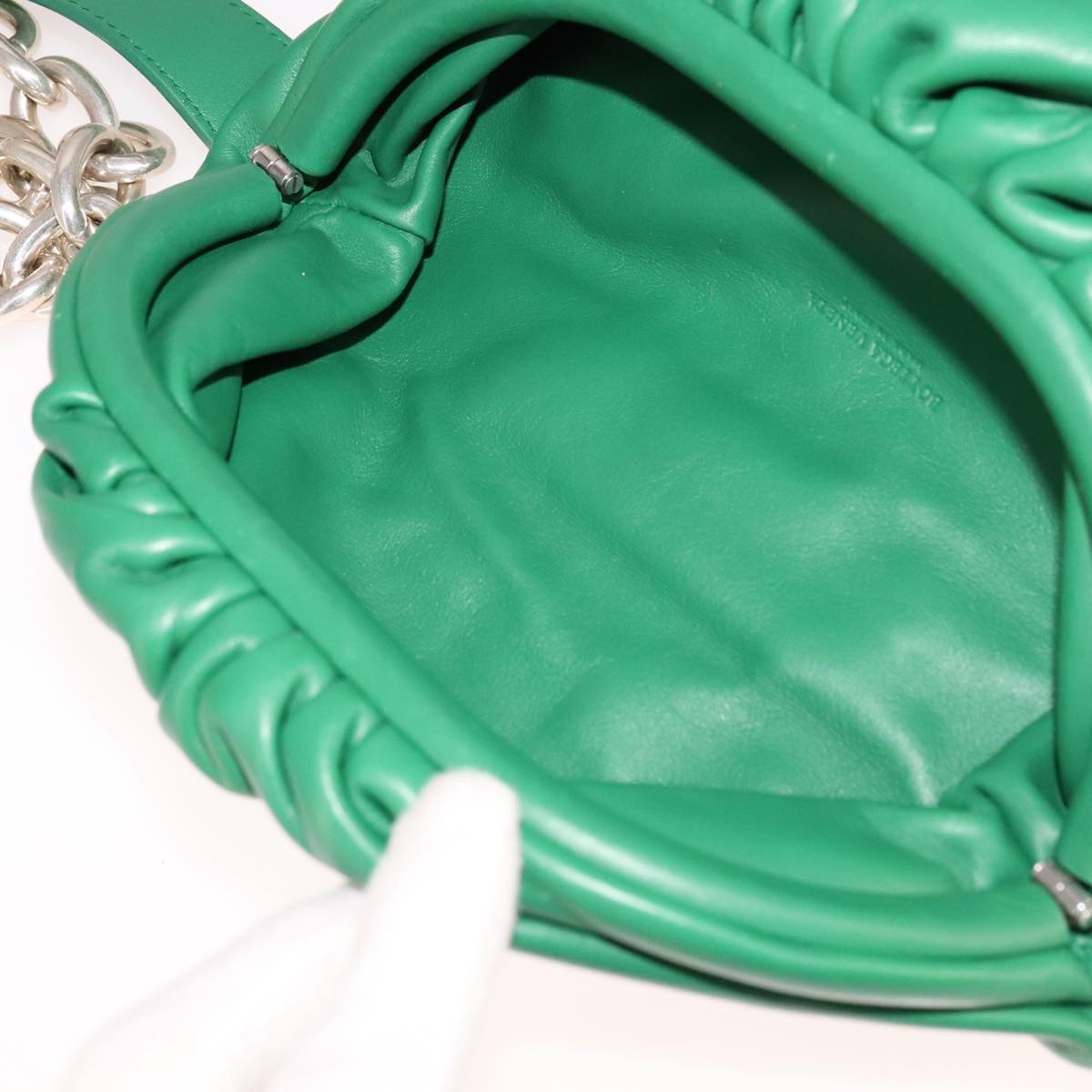 BOTTEGA VENETA Chain Shoulder Bag Leather Green Auth 111467V