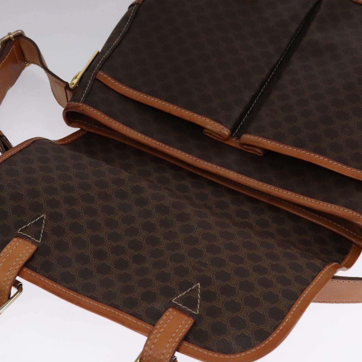 CELINE Macadam Canvas Shoulder Bag PVC Leather Gold Brown Auth 111488