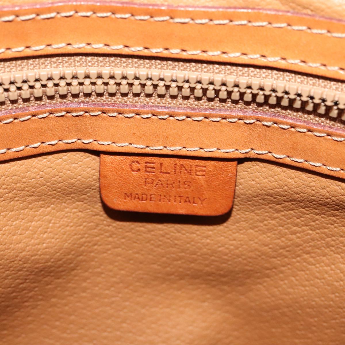 CELINE Macadam Canvas Shoulder Bag PVC Leather Gold Brown Auth 111488