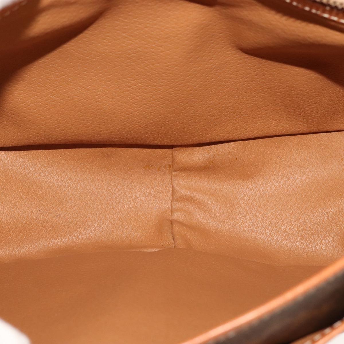 CELINE Macadam Canvas Shoulder Bag PVC Leather Gold Brown Auth 111488