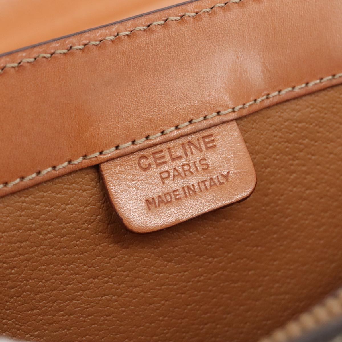 CELINE Macadam Canvas Hand Bag PVC Leather Brown Auth 111489