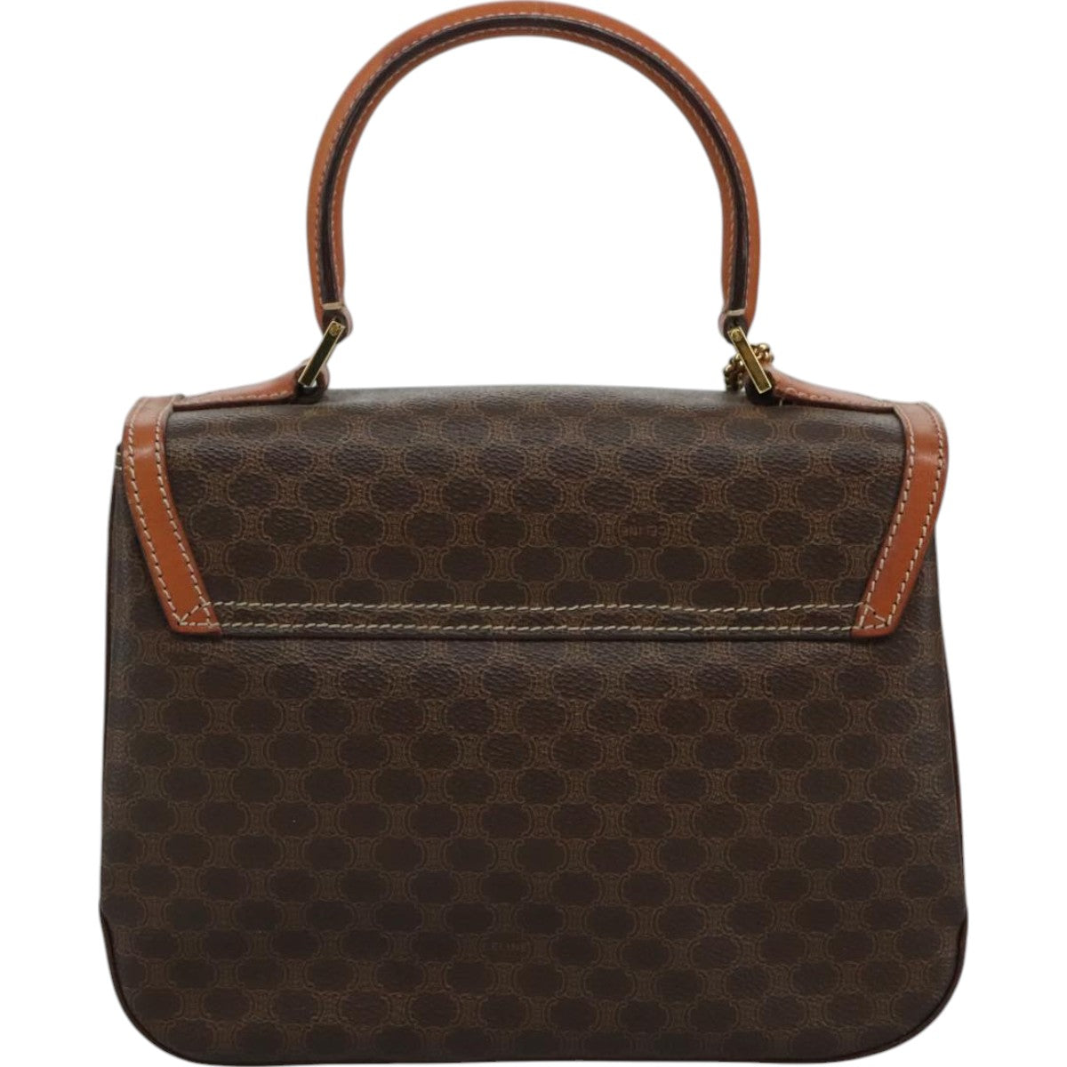 CELINE Macadam Canvas Hand Bag PVC Leather Brown Auth 111489