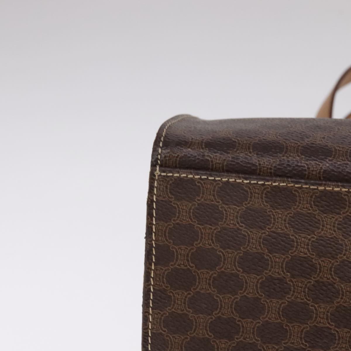CELINE Macadam Canvas Hand Bag PVC Leather 2way Brown Auth 111490