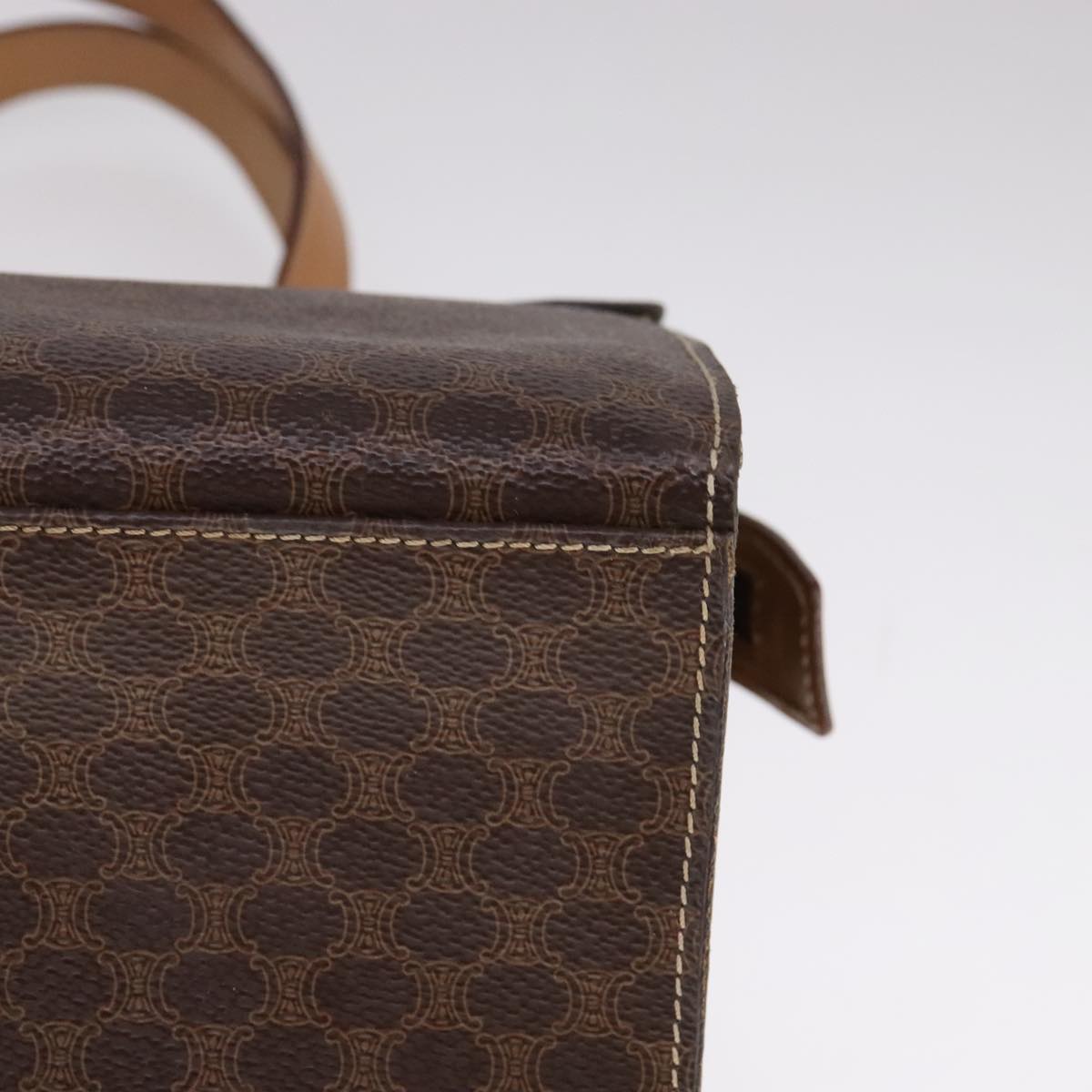CELINE Macadam Canvas Hand Bag PVC Leather 2way Brown Auth 111490
