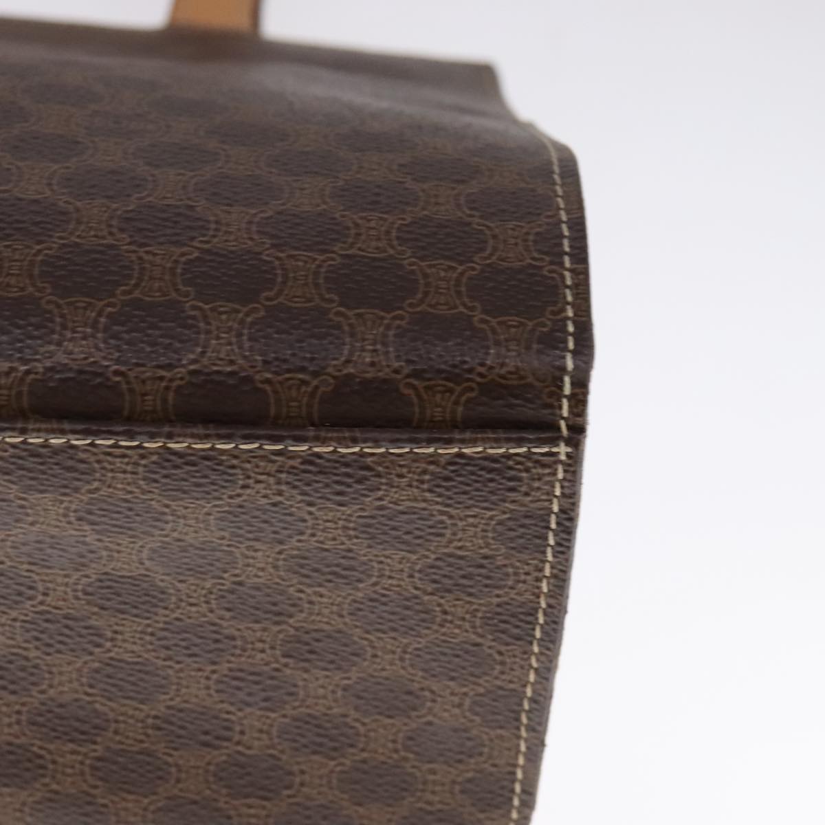 CELINE Macadam Canvas Hand Bag PVC Leather 2way Brown Auth 111490