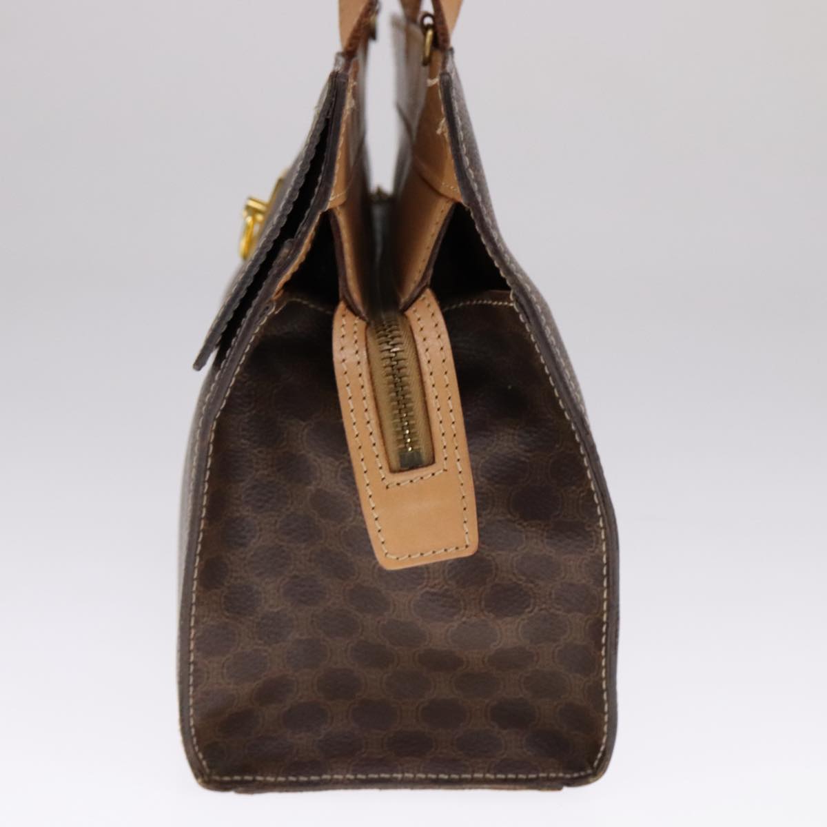 CELINE Macadam Canvas Hand Bag PVC Leather 2way Brown Auth 111490