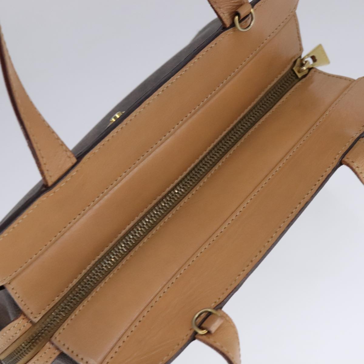 CELINE Macadam Canvas Hand Bag PVC Leather 2way Brown Auth 111490
