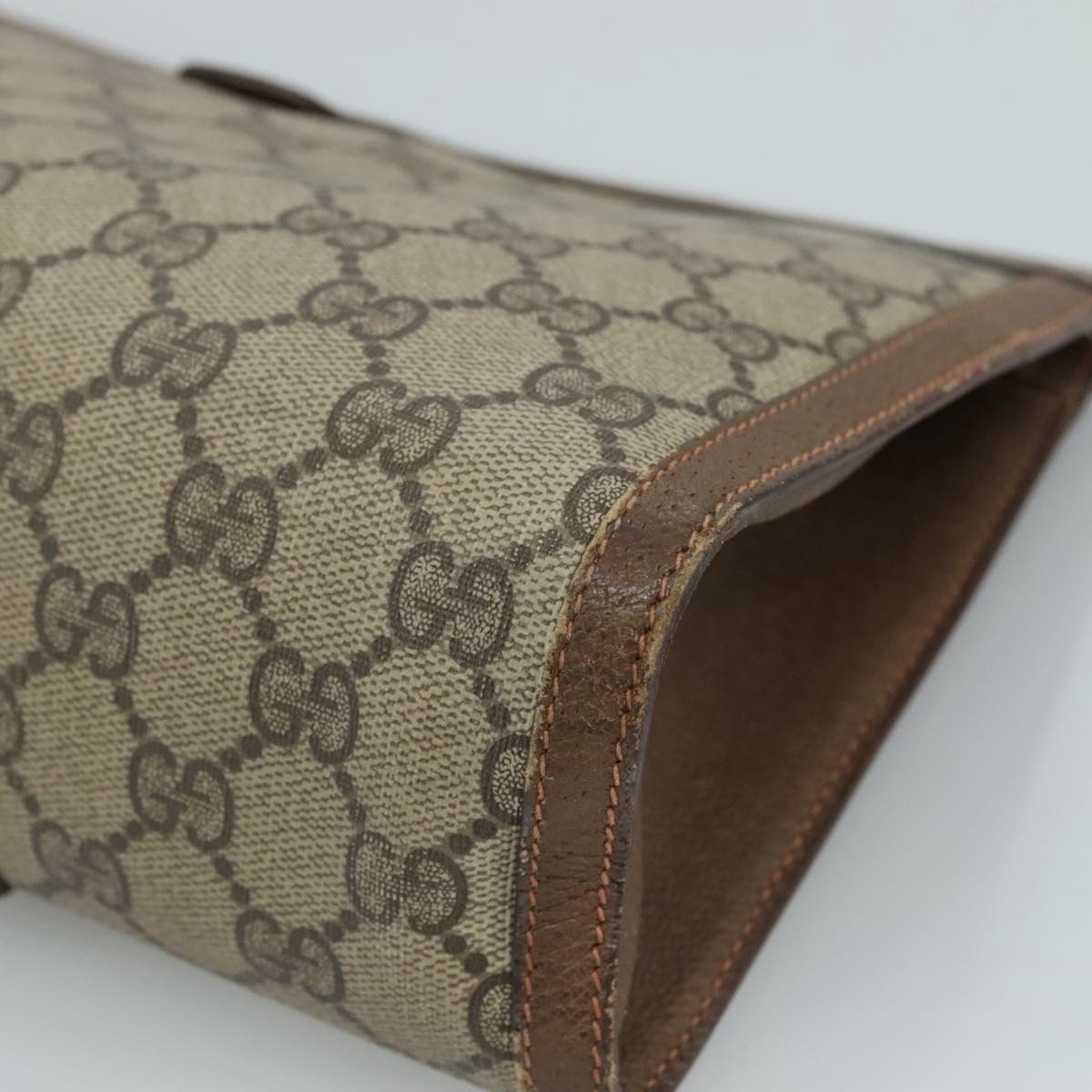 GUCCI GG Supreme Web Sherry Line Clutch Bag PVC Beige Red 89 01 033 Auth 111492