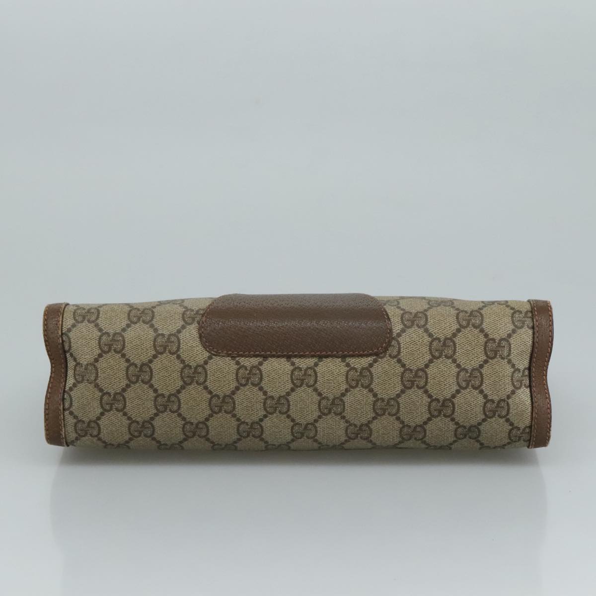 GUCCI GG Supreme Web Sherry Line Clutch Bag PVC Beige Red 89 01 033 Auth 111492