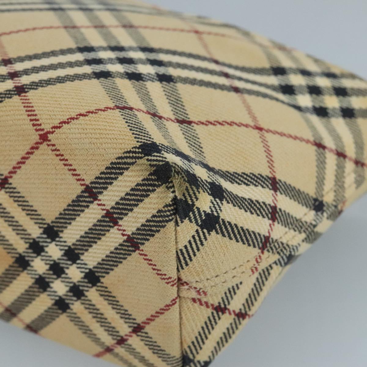 BURBERRY Nova Check Blue Label Shoulder Bag Canvas Beige Auth 111495