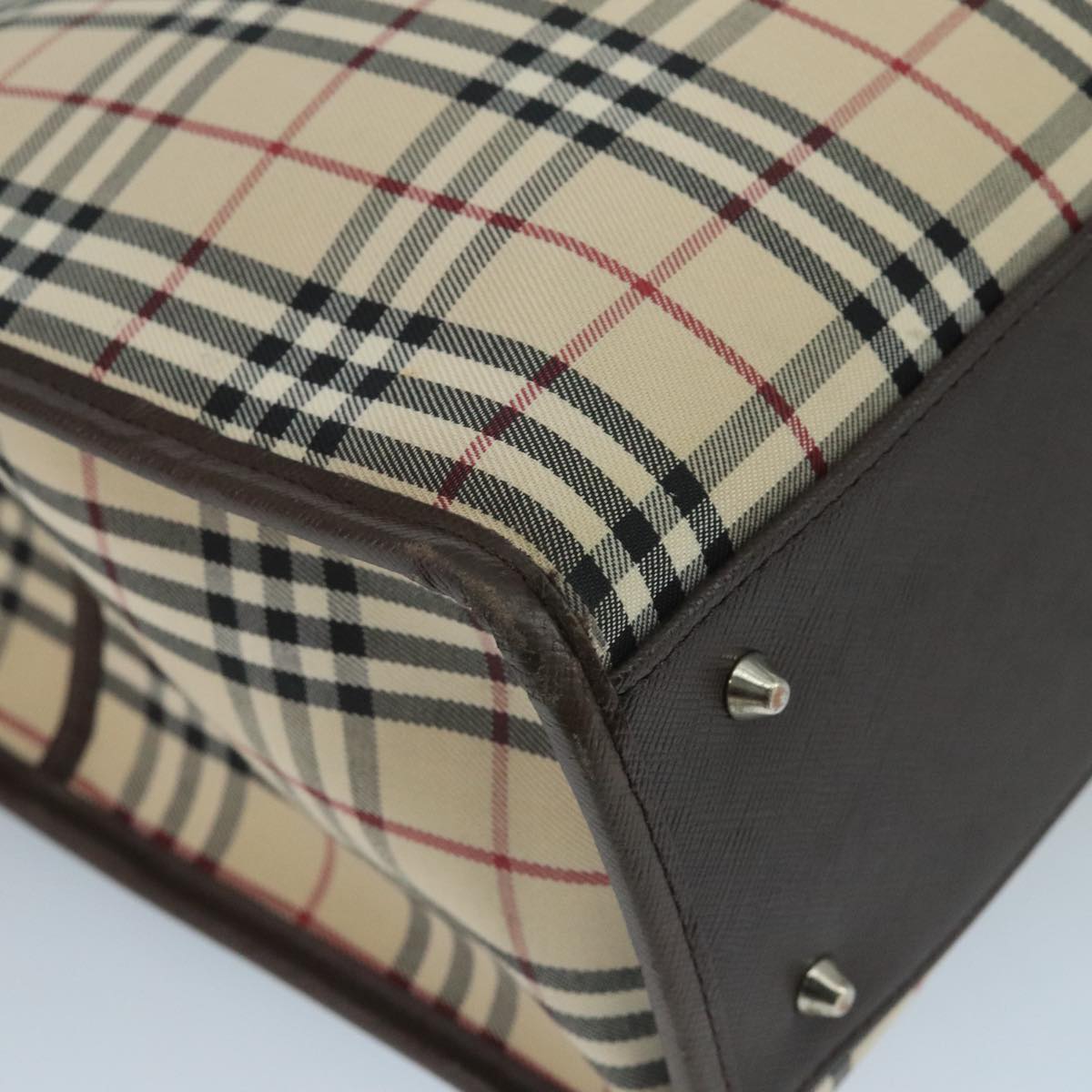 BURBERRY Nova Check Tote Bag Canvas Beige Auth 111496