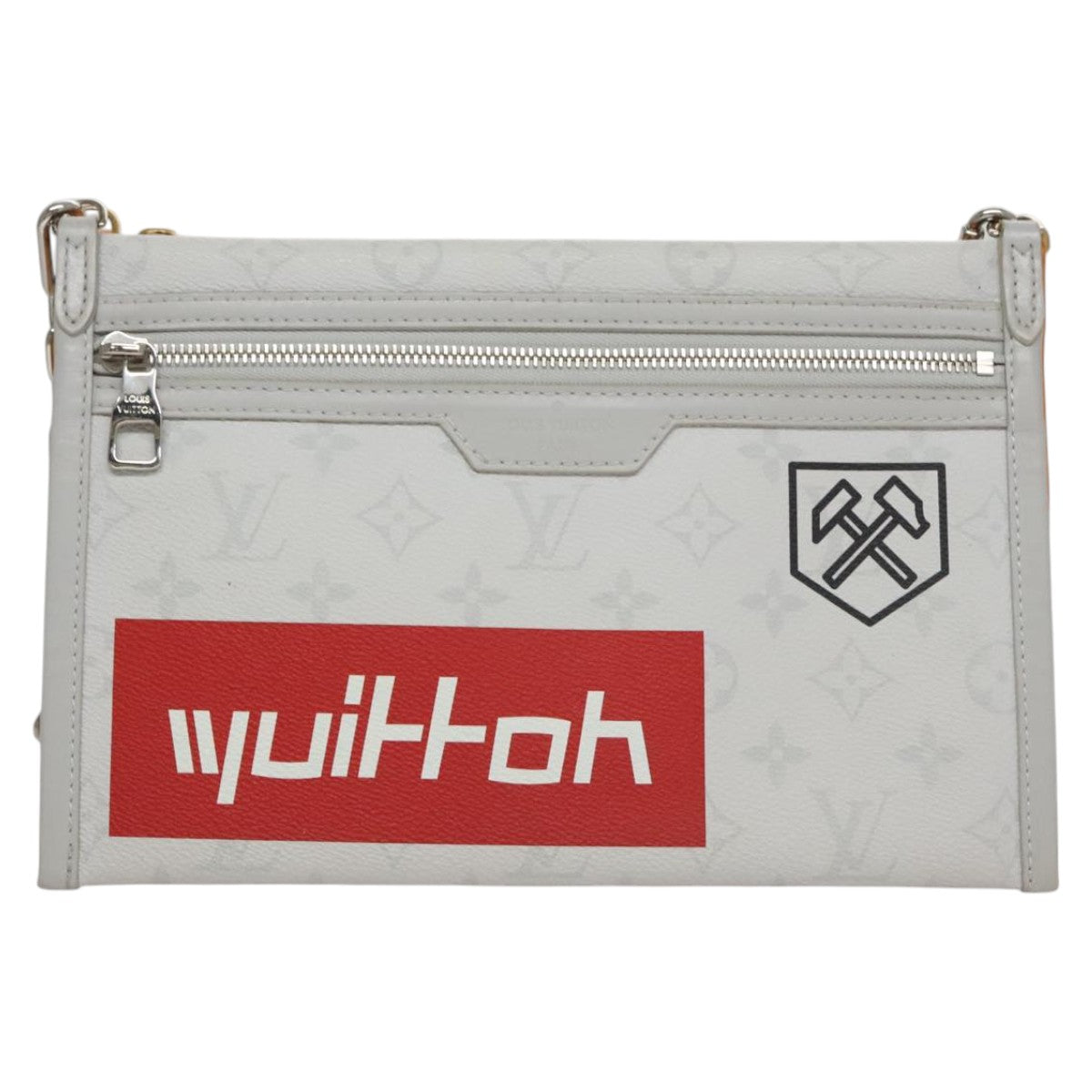 LOUIS VUITTON Monogram White Flat Mensenger Shoulder Bag Bron M44640 Auth 111516