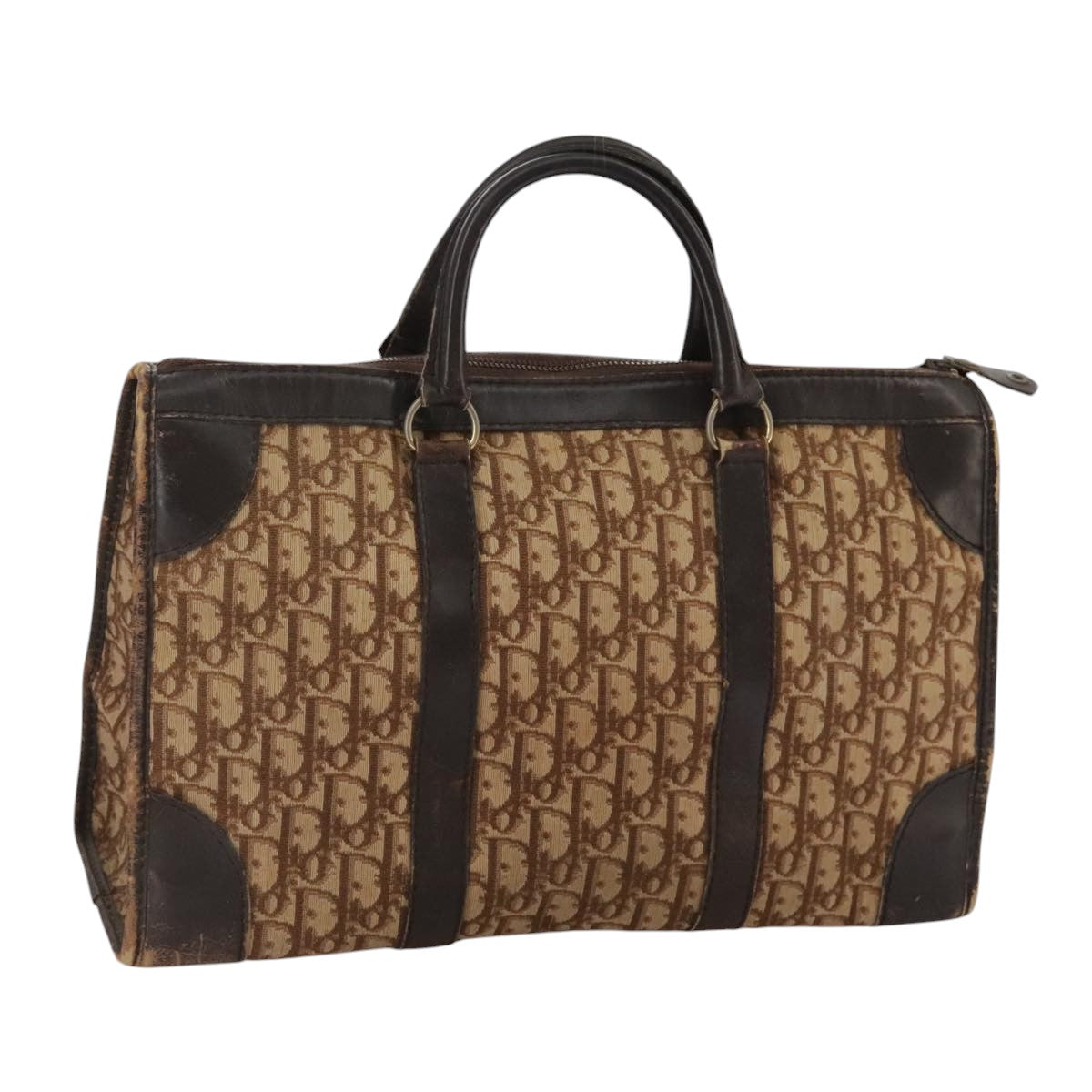 Christian Dior Trotter Canvas Hand Bag Brown Auth 111521