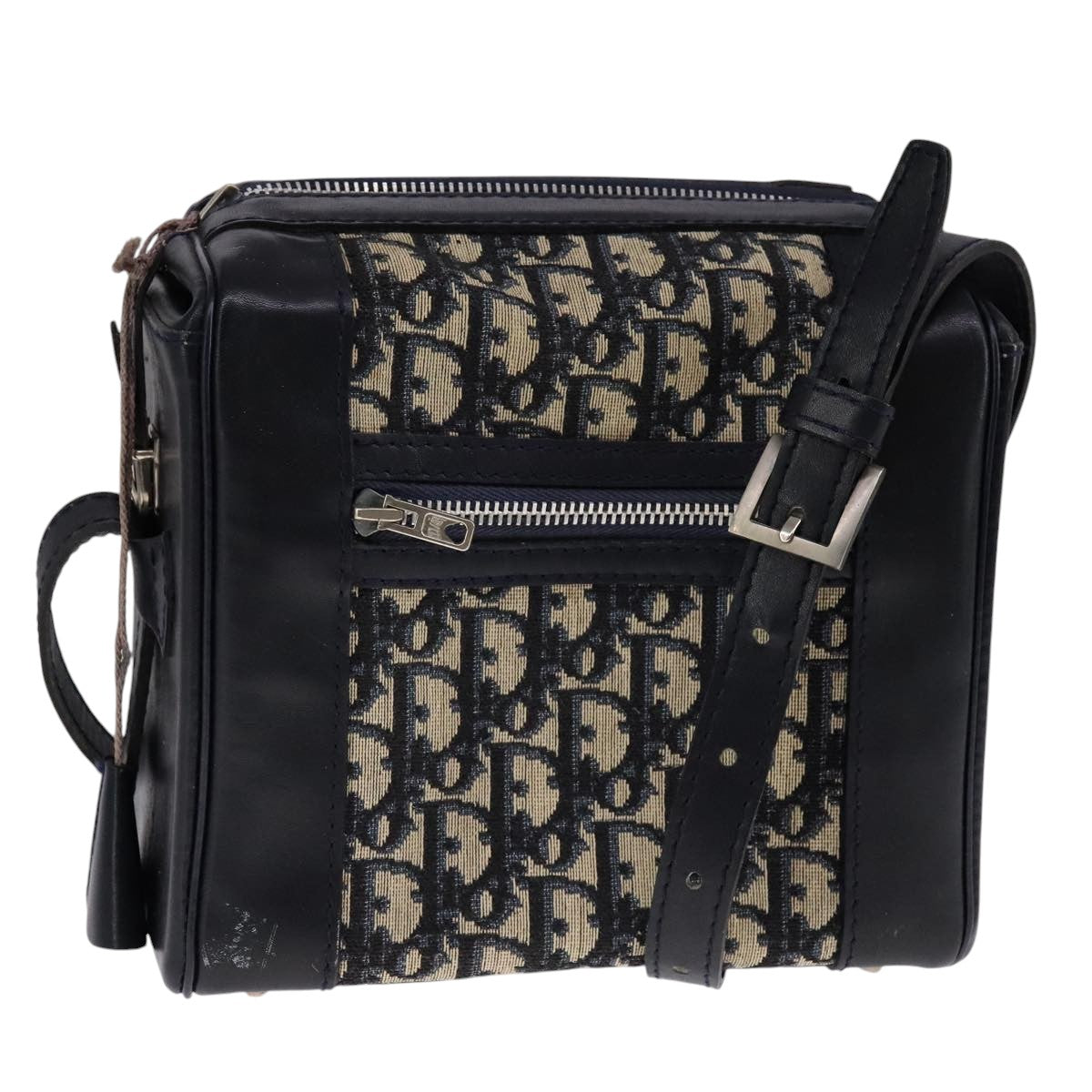 Christian Dior Trotter Canvas Shoulder Bag Navy Auth 111522