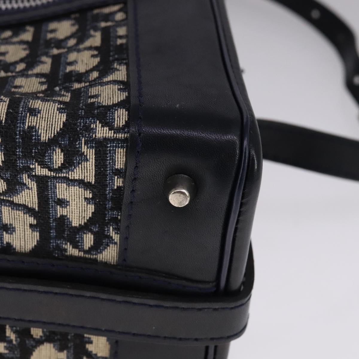 Christian Dior Trotter Canvas Shoulder Bag Navy Auth 111522