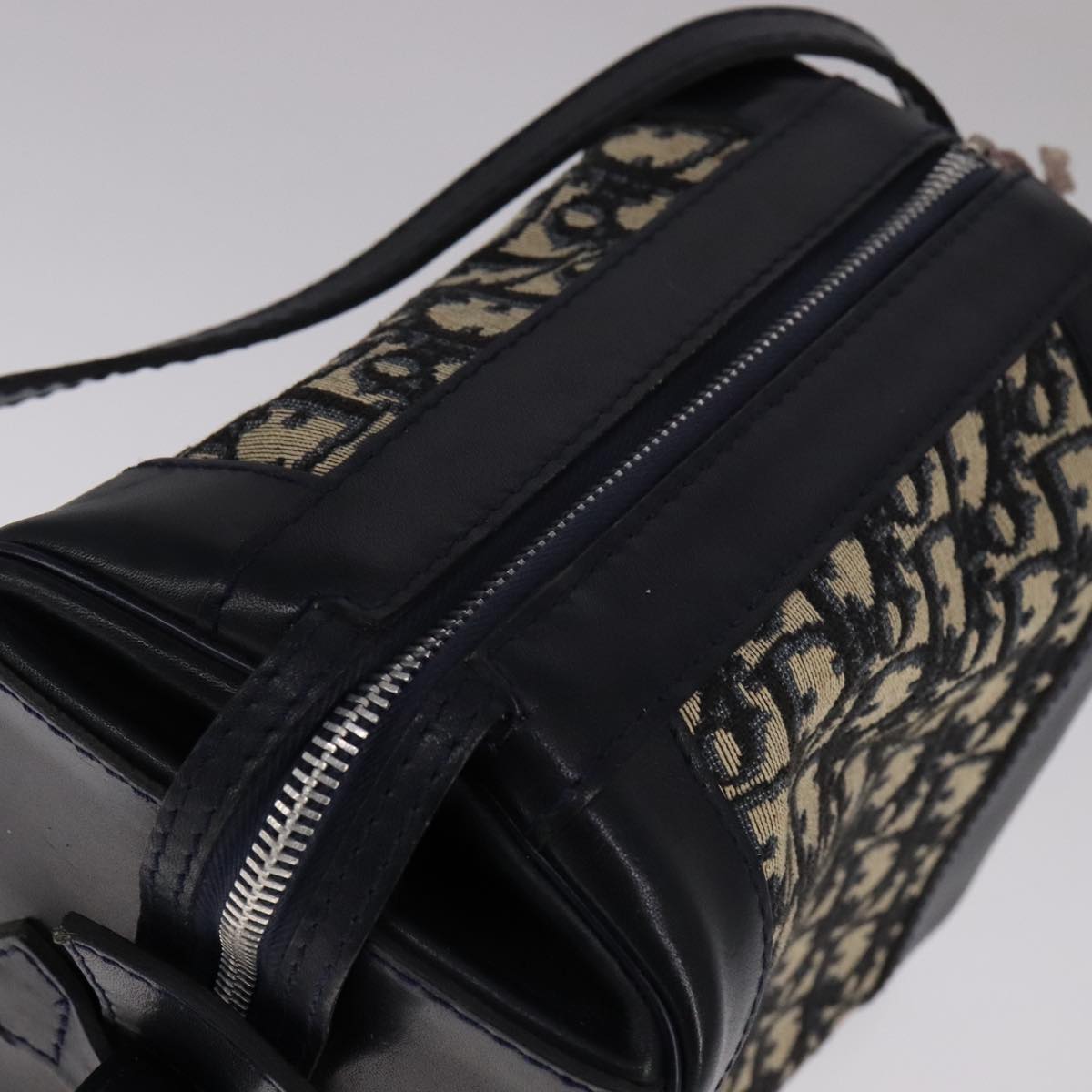 Christian Dior Trotter Canvas Shoulder Bag Navy Auth 111522