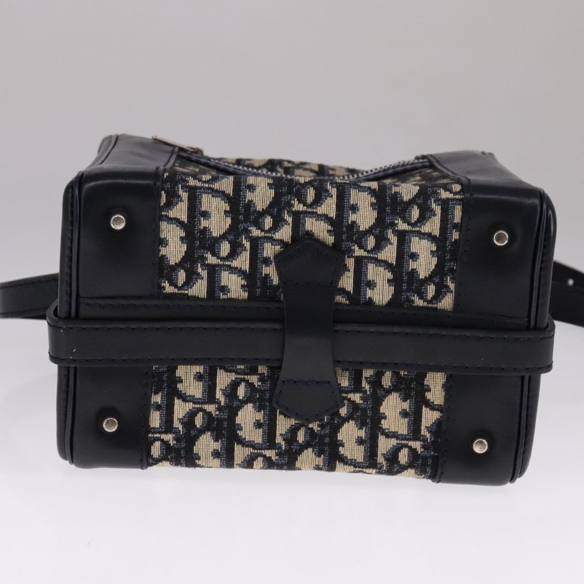 Christian Dior Trotter Canvas Shoulder Bag Navy Auth 111522