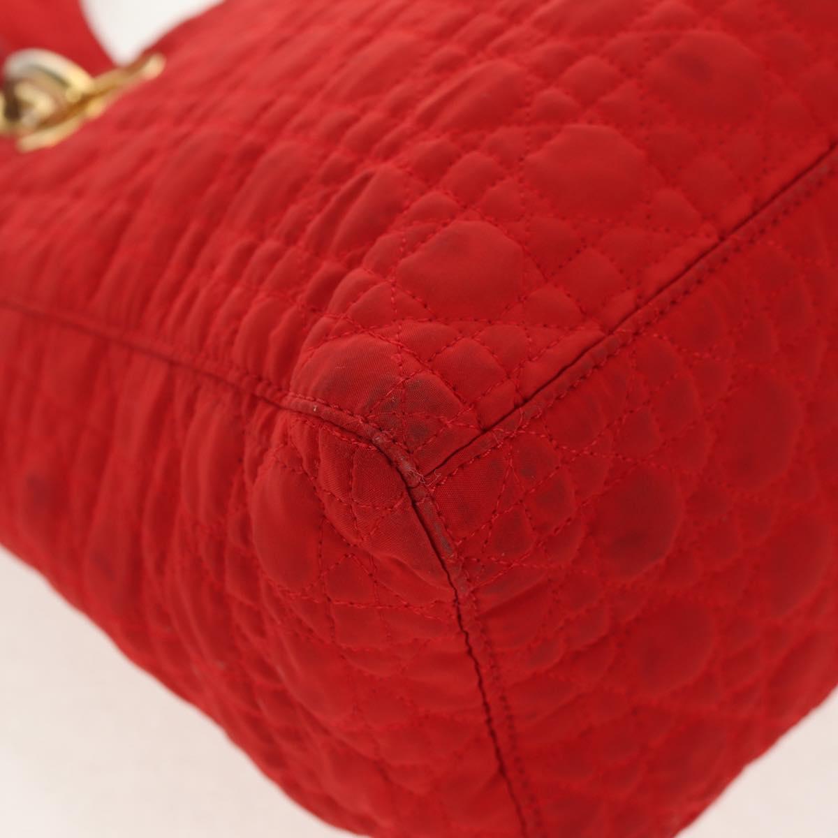 Christian Dior Canage Hand Bag Red Gold Auth 111525