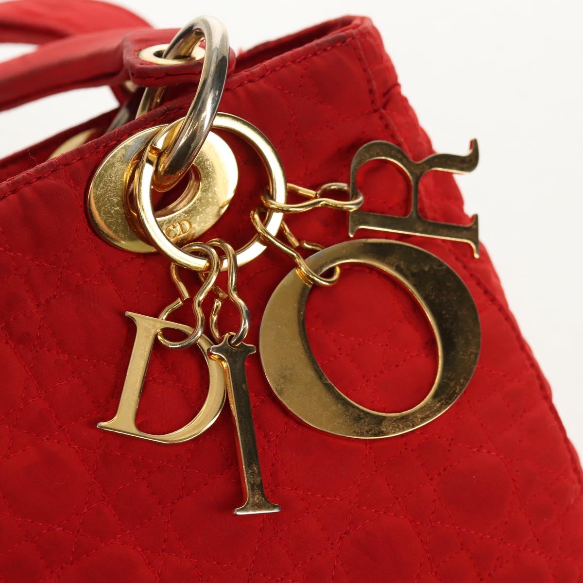 Christian Dior Canage Hand Bag Red Gold Auth 111525