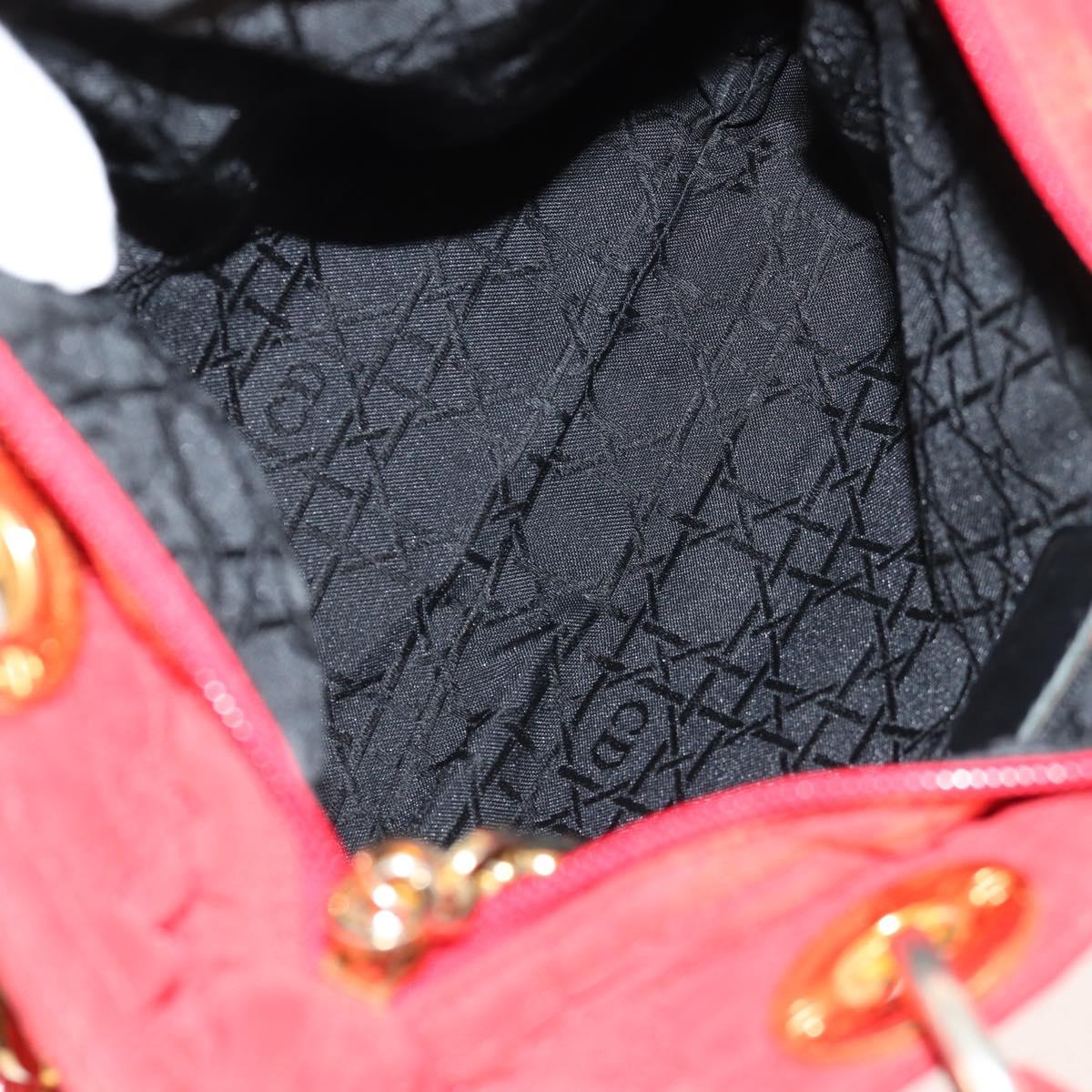 Christian Dior Canage Hand Bag Red Gold Auth 111525