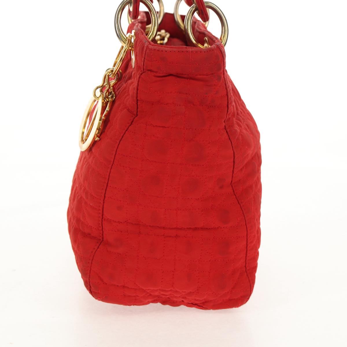 Christian Dior Canage Hand Bag Red Gold Auth 111525