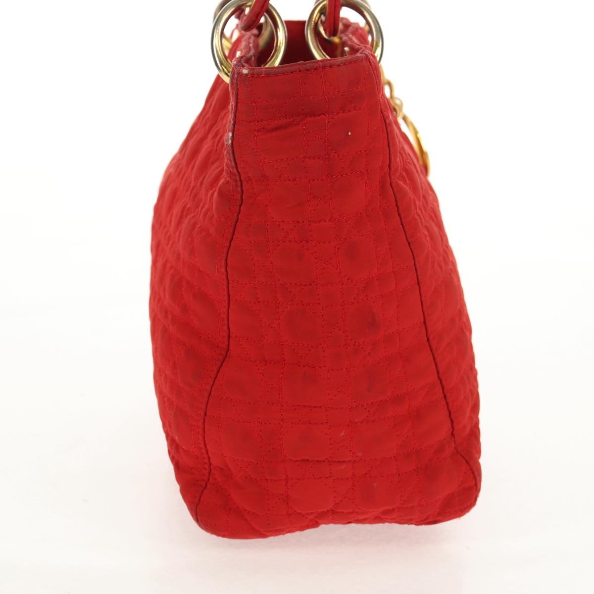 Christian Dior Canage Hand Bag Red Gold Auth 111525