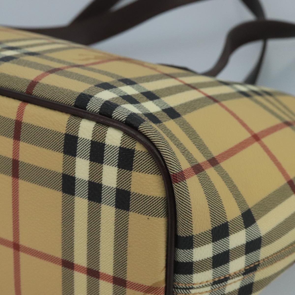 BURBERRY Nova Check Tote Bag PVC Beige Auth 111553